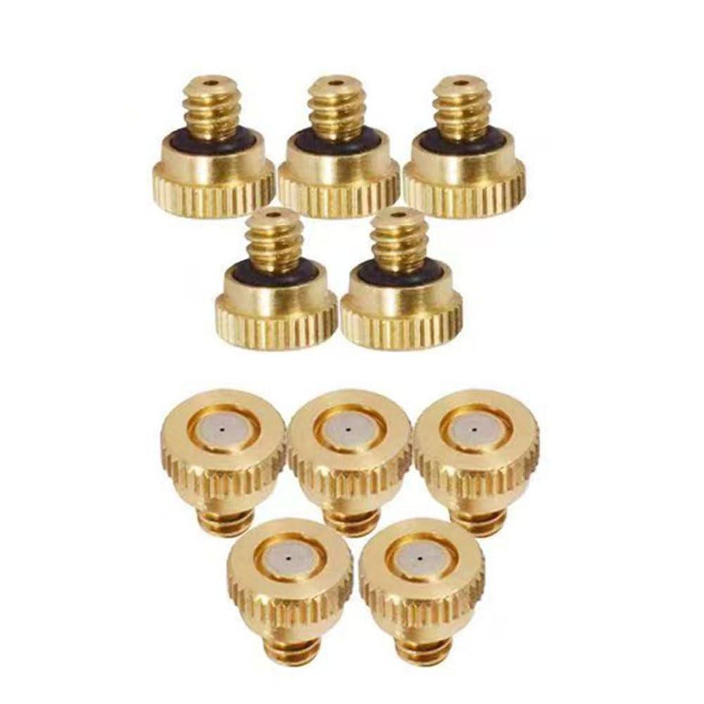 SXITHGKDW Brass Misting Nozzles for Outdoor Cooling System 10/24 UNC 0.1mm-0.8mm Spray Nozzles for Greenhouse Landscaping Humidification 20pcs 0.8mm