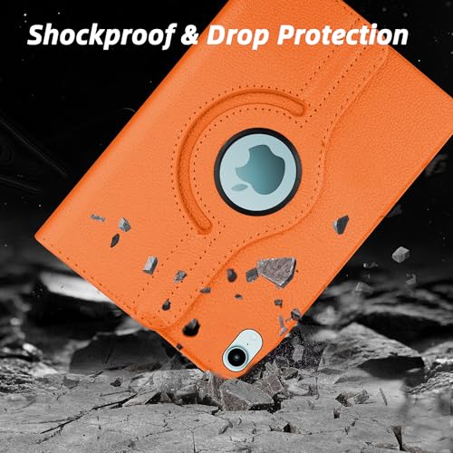 Image of TGK 360 Rotatable Smart Flip Cover for iPad mini 7 Case A17 Pro 2024, iPad mini 7th /6th Generation 8.3 inch (Orange)