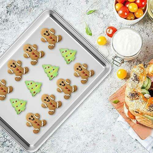 LKOP Baking Sheet Set of 2 Steel Cookie Baking Pan Padro Bakeware sets Baking pans set Cookie sheets for baking Sheet pan Baking tray Baking accessories Cookie sheet set