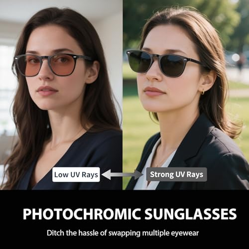 IGnaef Photochromic Polarized Sunglasses for Women, Trendy Classic Ultra Lightweight Anti Glare UV400 Protection IFA5812