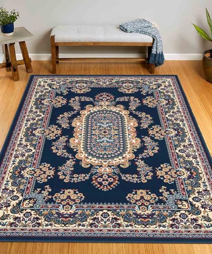 Pierre Tappeti Royal Shiraz 2063 - Alfombra decorativa para salón, diseño oriental persa, clásico, color azul, 160 x 230 cm