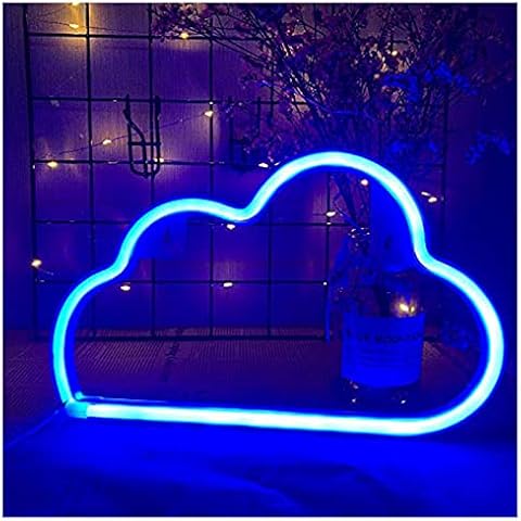 ENUOLI Neon Light Cloud Neon Signs Cloud Neon Lights Blue Neon Light Signs for Bedroom Walls Neon Night Lights for Children LED Neon Signs Battery/USB Neon Light Cloud Neon Light up Signs for Party Cover