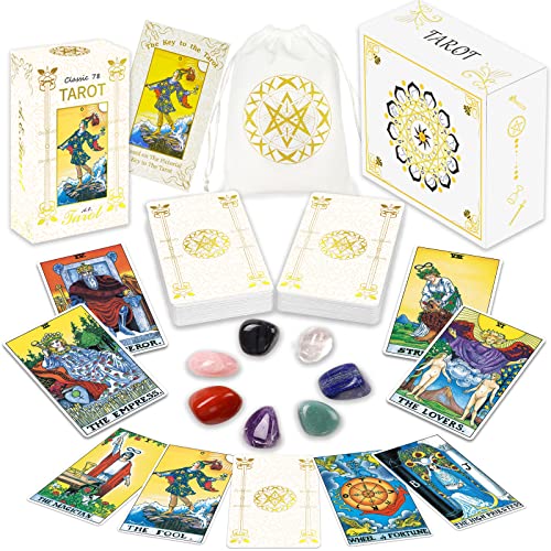 IXIGER Tarot Cards with Guide Book,78 Original Tarot Cards Deck Fortune Telling Game for Beginners&Expert Readers,Classic Tarot Deck Standard Size 4.75