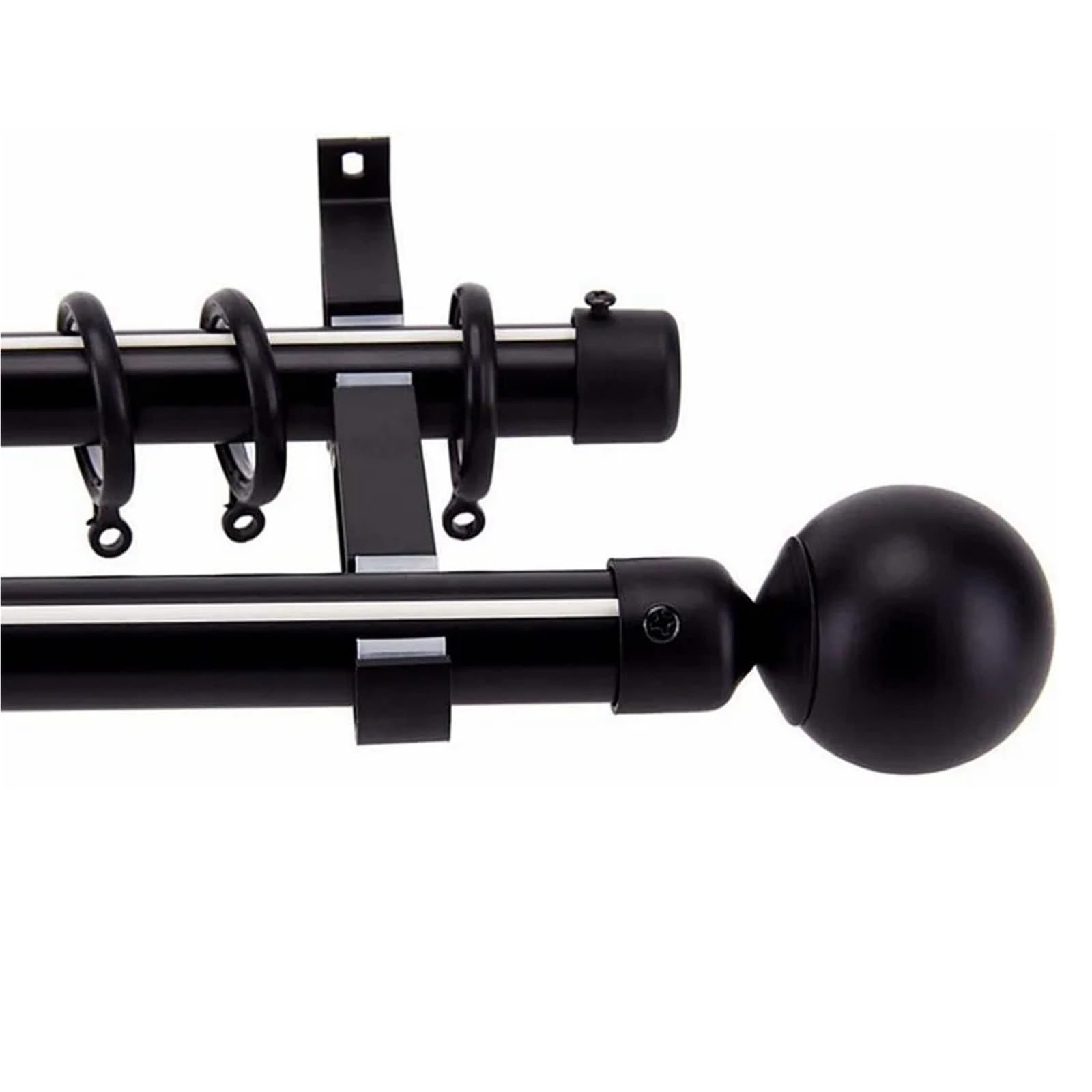 Lot de 4 embouts de tringle à rideaux en fer épais peint en noir pour tringles de 24 mm à 28 mm pour décoration de maison