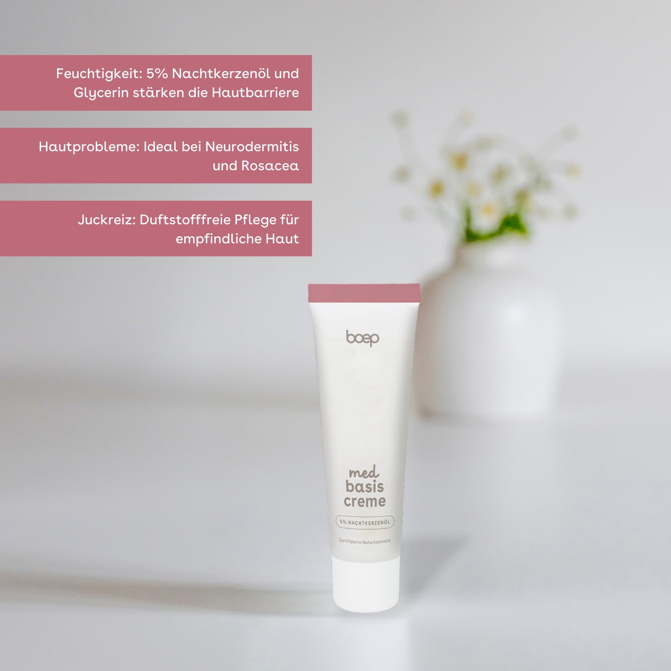 boep med krem bazowy | PETA Beauty Award dla najlepszego wegańskiego kremu do twarzy | Podstawowa pielęgnacja skóry problematycznej, takiej jak atopowe zapalenie skóry lub trądzik różowaty | bardzo