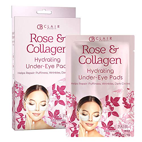 CLAIR BEAUTY Clair Rose & Collagen Hydrating Under Eye Mask Patches - Moisturizing & Rejuvenating | Reduces Fine Lines &