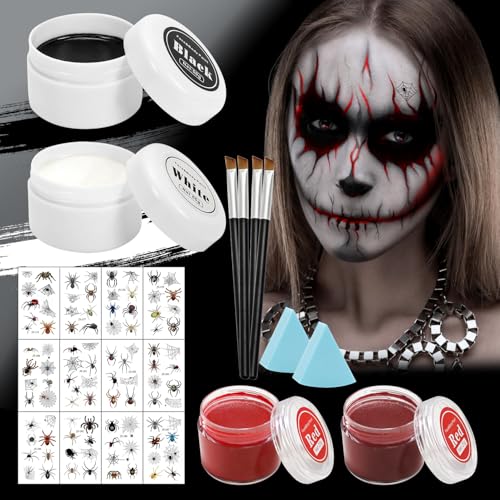 Tinta de rosto para crianças 50 g lata extra grande, pintura facial crianças preto vermelho branco, pinturas rosto para crianças, pintura facial, pintura facial crianças hipoalergénico para carnaval