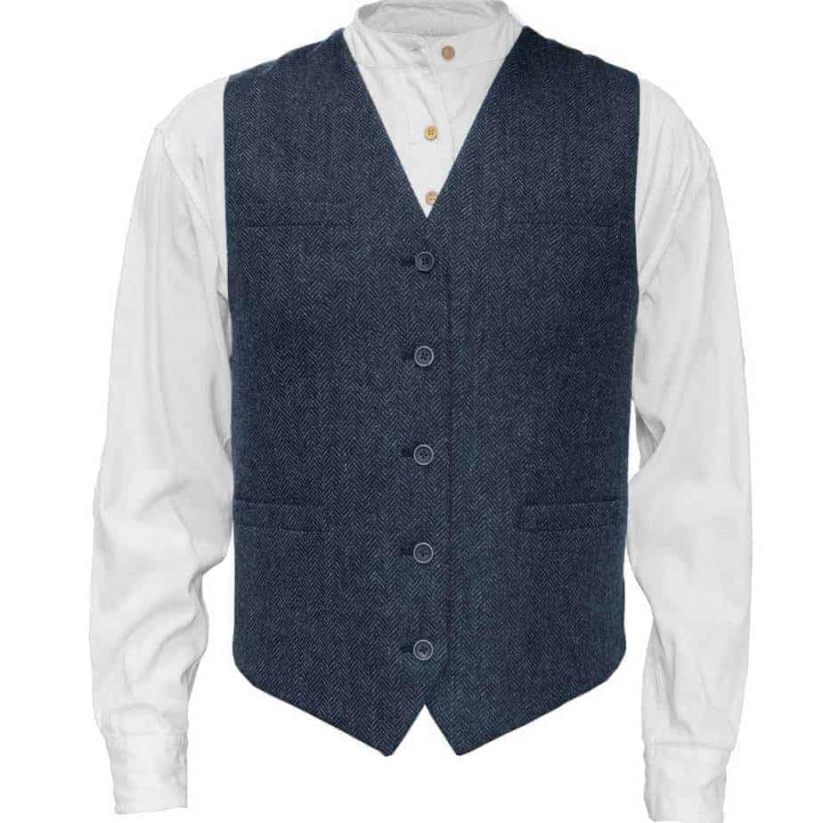 Emerald Isle Men's Herringbone Tweed Vest, 5-Button Closure, Wool Blend, Adjustable Back Strap4