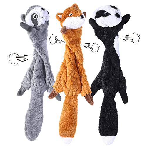 Quietschendes Hundespielzeug, 3er-Pack, kein Füllen, Plüsch-Kauspielzeug, knistern Hundespielzeug für kleine bis mittelgroße Hunde Training, Tiere Hund Plüschspielzeug Cover