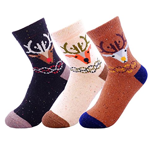Image of JOYCA & CO. 3-5 Pairs Womens Multicolor Fashion Warm Wool Cotton Thick Winter Crew Socks