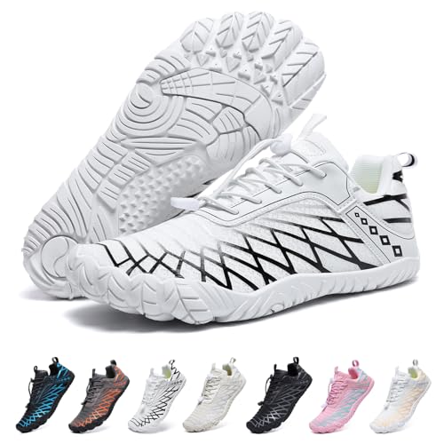 Barefoot Water Shoes Women Men Minimalist Comfortable Hiking Walking Shoes Beach Outdoor Running Sneakers White/Black