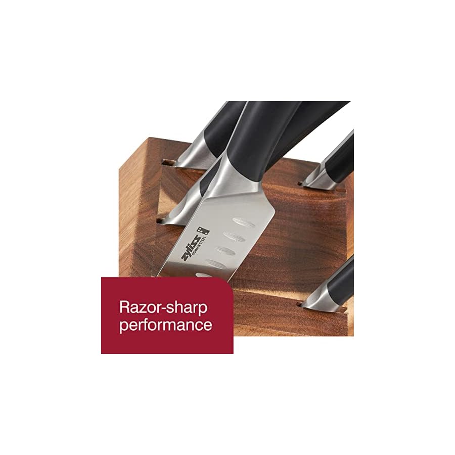 Zyliss-Comfort-Pro-12-Piece-Cutlery-Block-Set-German-Stainless-Steel-Kitchen-Knife-Set-Dishwasher-Safe-Knife-Set-Acacia-Knife-Storage-Block-12-Pieces Zyliss Comfort Pro 12-Piece Cutlery Block Set - German Stainless Steel Kitchen Knife Set - Dishwasher Safe Knife Set & Acacia Knife Storage Block - 12 Pieces