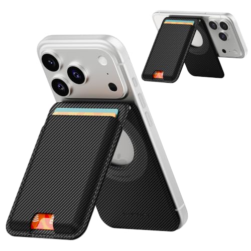 Sinjimoru Magnetic Wallet Stand for MagSafe 3-Card Holder Carbon Black