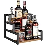 HOOBRO Porta Bottiglie di Vino a 3 Livelli per 12 Bottiglie e Sciroppi, Espositore da Bancone, Portabottiglie di Vino per Cantinetta, Bar, Cucina, Coffee Station, Marrone Vintage e Nero EBF38JJ01