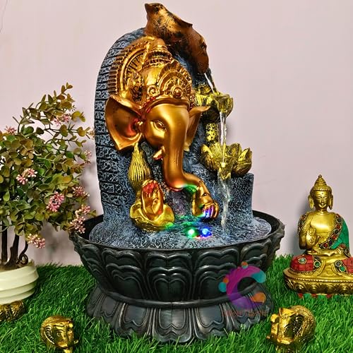 Image of Ashirvad Ganesha Table Top Water Decorative Fountain for Home Decor /Office /Indoor & Outdoor /Garden /Puja Room /Vaastu (C-069 Ashirvad Ganesha)