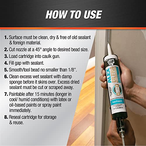 Image of DAP Alex Ultra Advanced Latex Sealant, White, 10.1 Oz (7079818200)