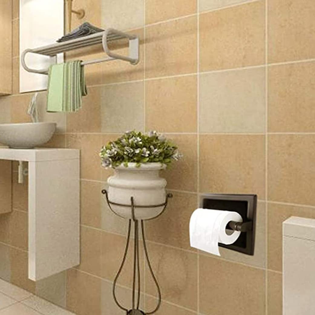 XYNSNDB Portarrollos de Papel higiénico Empotrado montado en la Pared, portarrollos de baño de Acero Inoxidable, Acabado Negro