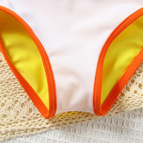 Image of Toddler Girl Swimsuit Candy Color One-Piece Swimwear Girls Color Block Bathing Suit Summer Bikini Set 1-6 Years