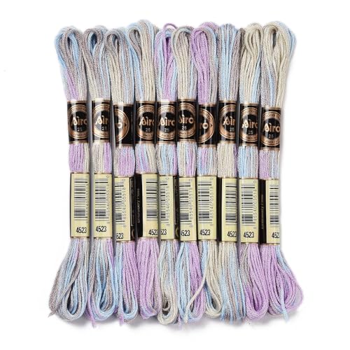 Image of FASHEWELRY 10 Skeins Embroidery Floss Thread 0.5mm Dyed Cross Stitch Floss 6-Ply Lilac Friendship Bracelet String for Jewelry Making Bracelets Sewing Knitting Stitching Craft DIY
