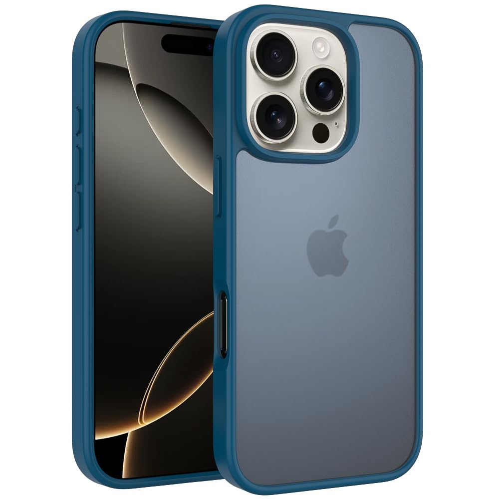 Compatible with iPhone 15 Pro Case, Anti-Fingerprint Matte Coating, Protective Hard Back Slim Translucent Case for iPhone 15 Pro - 6.1", Blue