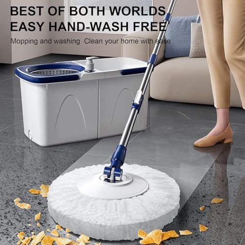 Vllold Wischmopp und Eimer mit Auswringer-Set, verstellbarer Griff, abnehmbarer Wischeimer, Wandreiniger, Nass- und Trockenbodenreinigungssystem, Wischeffizienz verbessert – Bild 6