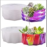 DTOHO 2-PK Big Silicone Flower Pots Molds, Silicone Resin Planter Molds for DIY Arts Making