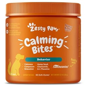 Zesty Paws Calming Chews for Canines – Composure & Leisure for On a regular basis Stress & Separation – with Ashwagandha, Natural Chamomile, L-Theanine & L-Tryptophan – Peanut Butter – 90 Depend