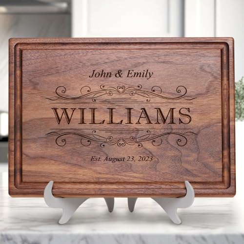 Straga Personalized Cutting Boards, Custom Engraved Wood Chopping Block- Handmade - Best Wedding, Housewarming, Anniversary, Birthday, Christmas Gift Idea For Friends, Couples, Family, Mom, Dad 002