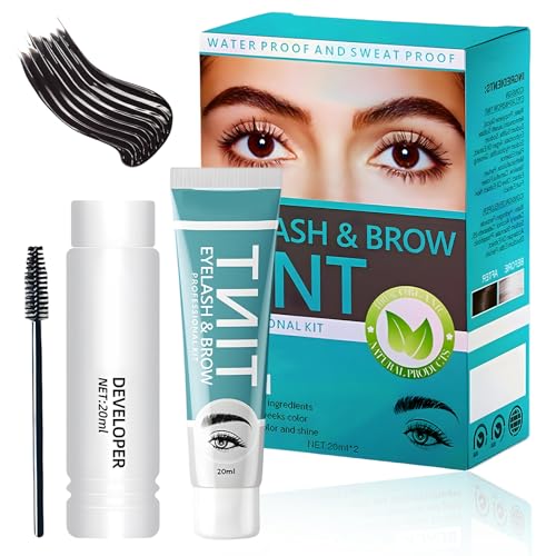 Tinte de Duración para Cejas,Set de Tinte para Cejas,color duradero,ideal para mujer en casa uso,Negro