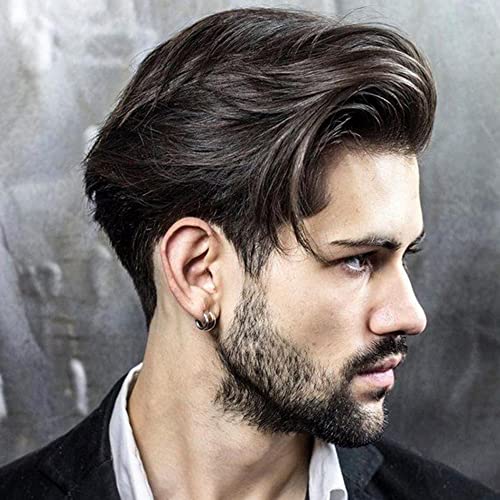 Lordhair Toupee for Men 0.08mm Thin Skin Hair Systems Flat Injected Men's Hairpieces 8x10 Inches Base, Dark Brown Color 2