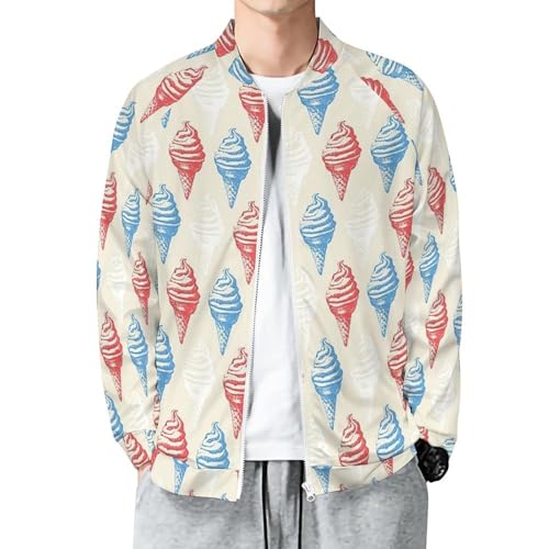 Jacket For Men Spider Print Long Sleeve Bomber Jackets Stand Collar Zip Up Varsity Jacket Outerwear Tops