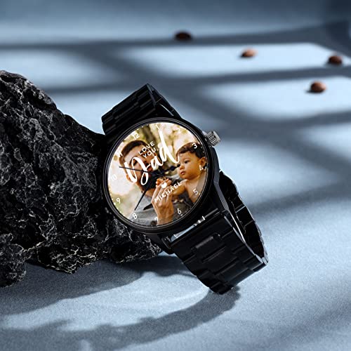 Lagofit Gifts For Dad Personalized Photo Watches For Men Custom Watches For Men Stainless Steel Engraved Picture Watches For Fathers Husband Boyfriend (Style 1) #TOP3