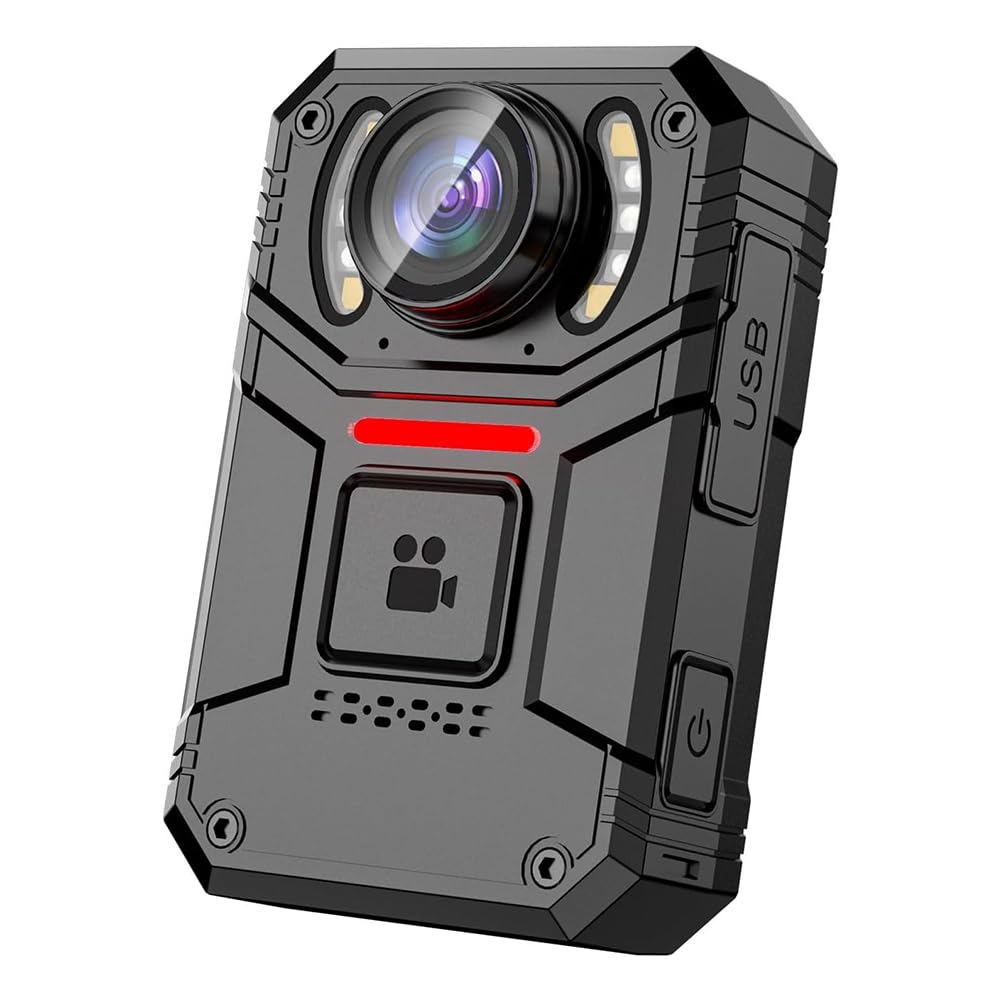 JANZU 4K Body Camera with Audio and Video, 2inch IPS Screen Bodycam Camera with Sound and Night Vision for Security, Police
