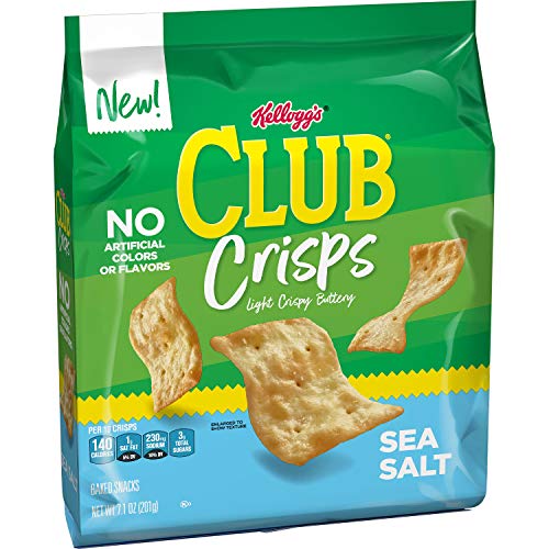 Club Crackers, Kellogg's Cracker Crisps Sea Salt Baked Snacks 7.1oz Bag, 6 Count