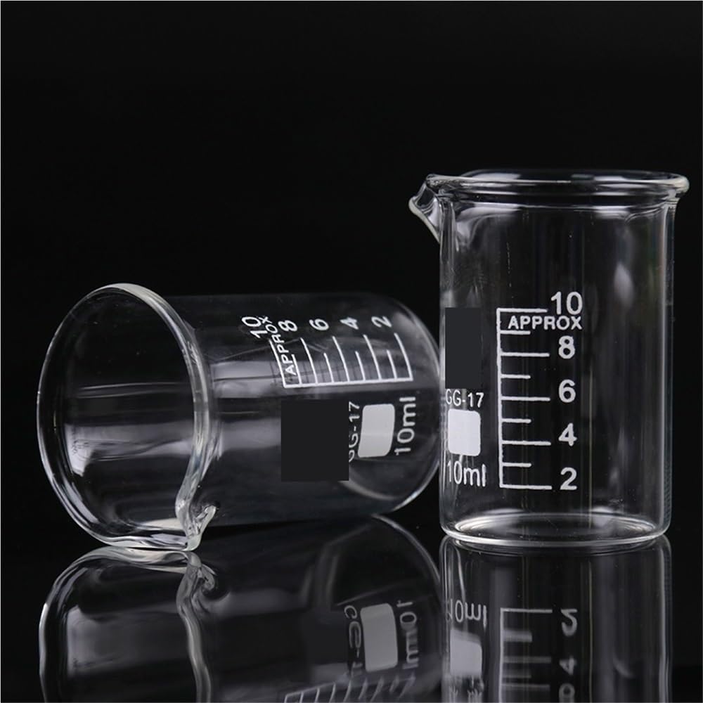 Vaso de precipitados de Forma Baja Espesado de 10 ml, Vaso de precipitados de Vidrio científico Transparente con Pico, Suministros de Laboratorio de química, 1 Pieza