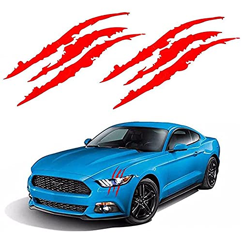 YGMONER 2 x Red Claw Marks Decal Car Headlight Decoration Stickers 16 x 5inch (red)
