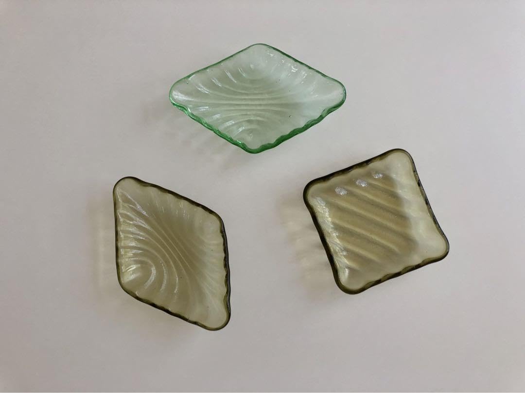 天気雨 ガラスの小皿3枚セット 縞々柄 【公式通販】