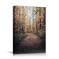 Canvas Wall Art Autumn Dramatic Forest Landscape Living Room Orange Photography Rustic - 12x18 inches