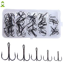 Cebos Artificiales Cebo 50 Piezas/Caja de Ganchos triples de Acero al Carbono, utilizados for un Cebo Duro Redondo y Curvas triples Ganchos de Cebo Artificial Gancho