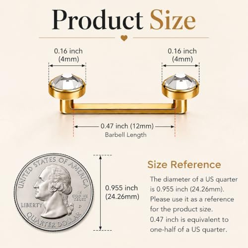 Zonabellix Gold Titanium Surface Staple Piercing Jewelry 4mm Dermal Tops — view 2