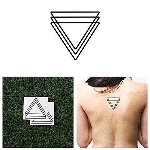 Tattify Line Triangle Temporary Tattoo - Trice (Set of 2) - Other Styles Available - Fashionable Temporary Tattoos - Long Lasting and Waterproof