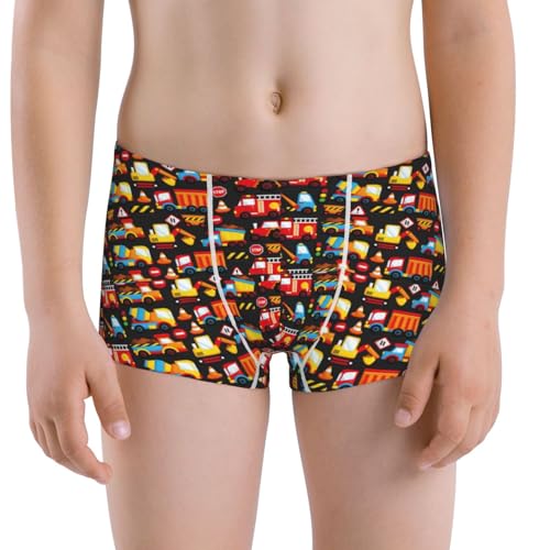 Boys' Cotton Boxer Brief Soft Underwear-Construction Truck