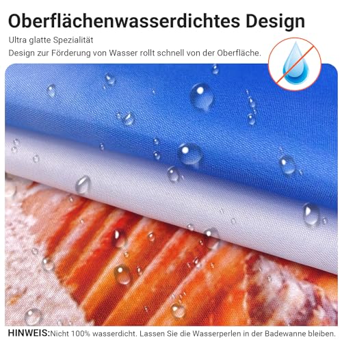 Lerores Shower Curtain, 120 x 200 cm, Sea Blue, Weighted Hem, Anti-Mould Textile, Water-Repellent - Image 2