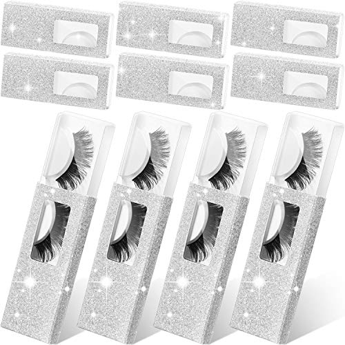 30 Pieces False Eyelash Packaging Case Lash Storage Box Empty False Eyelash Care Storage Case Makeup Organizer Container Holder Lash Glitter Paper Small Boxes 22 mm (Silver)
