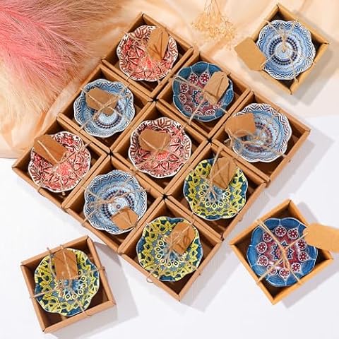 Yoande 12 Pcs Wedding Guest Gifts Favors Bulk 3.3 Inches Small Ceramic Bowl for Mexican Bowl Wedding Favor Boho Dipping Pottery Dishes Rustic Christmas Gifts Wedding Souvenirs Cover