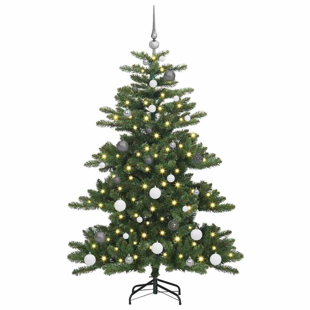 Sztuczna składana choinka 150 cm, PCW, z 150 diodami LED o ciepłej białej barwie, 8 trybów, metalowy stojak, do użytku wewnątrz pomieszczeń