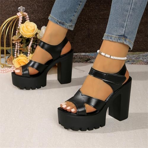 Platform Heels for Women Summer High Block Chunky Open Toe Ankle Strap Sandals Party Pump Shoes3