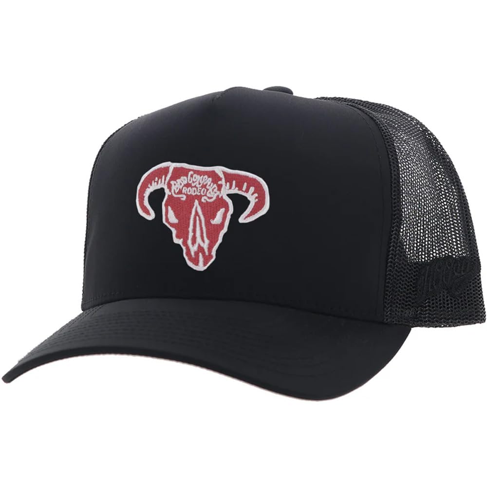 HOOEY Bad Company Rodeo Adjustable Snapback Hat - Western Mesh Back Trucker Cap with Bull Skull Logo