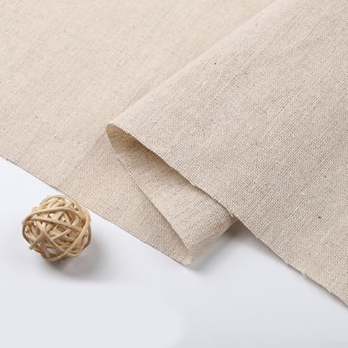 Besttoolifes Tela de lino y algodón crudo de 100 x 150 cm para costura, retazos y tapicería, rollo textil transpirable beige natural y gris, material de mezcla gruesa (saco)