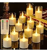 12Pack Flickering Flameless Candles with Remote, LED Candles Battery Powered, Small Flameless Pil...
